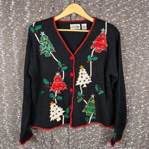 Ugly Christmas‎ Sweater Black Cardigan Sweater